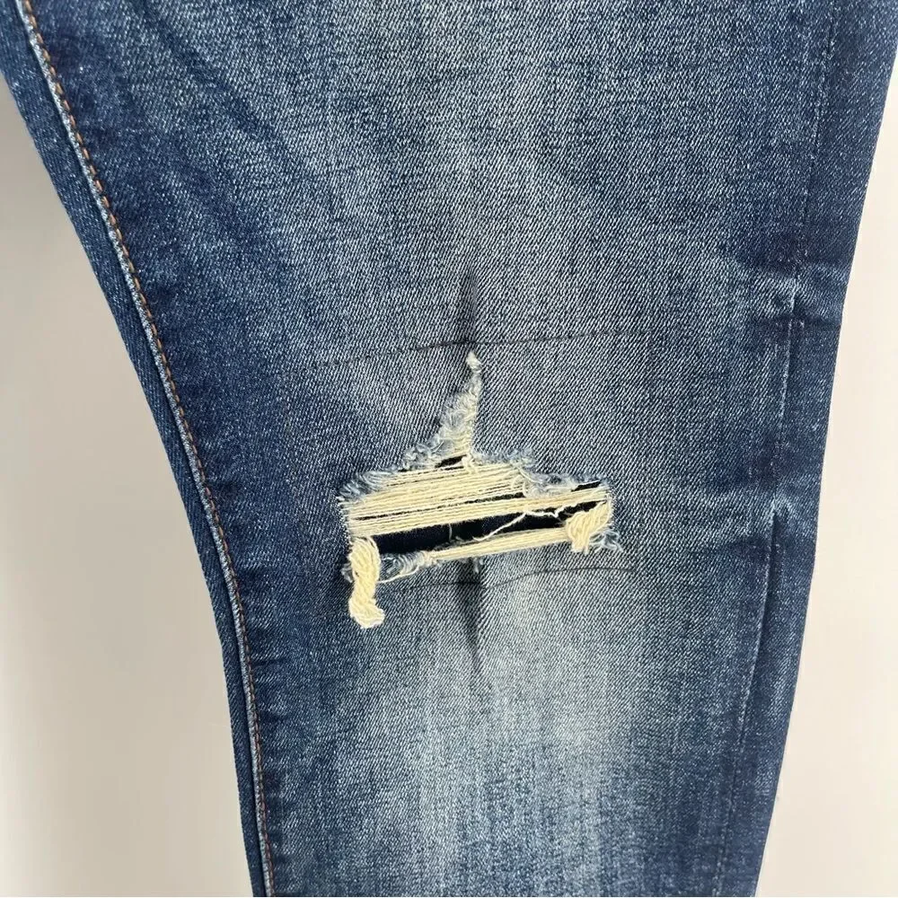 Aeropostale Men’s Blue Dark Wash Distressed Stretch Skinny Denim Jeans 30 x 30